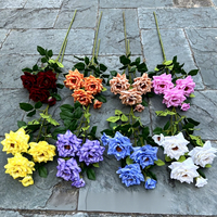 Nouvelles roses artificielles 3D bleues multi-têtes en tissu doux pour mariages, Noël, hôtels - Sensation réaliste