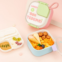 Boîte à bento carrée en plastique GREENSIDE, mignonne, pour le travail, à deux niveaux, avec trois compartiments, design divisé, compatible micro-ondes, avec couvercle et couverts