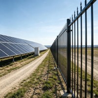 Zonneboerderij Hernieuwbare Energie Zone Beveiligingsstaalhek Beschermend Metalen Hekwerk Verticale Paal Poedercoating Grenspaneel