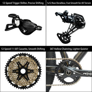 Prêt à être expédié - Vélo de montagne 27,5/29 pouces avec axe traversant, 1x12 vitesses, fourche à suspension pneumatique <span class=keywords><strong>SLX</strong></span> 11-50T, frein à disque hydraulique, cadre en alliage - Product Image 3