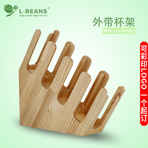 L-Beans Wooden Cup Holder For <b>Takeaway</b> <b>Coffee</b> Tea Dispenser Retro Style - Product Image 5