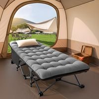 Lit de camping pliable avec matelas rembourré, cadre en aluminium, pliable et portable, pour dormir en plein air, pour le camping et la détente dans la cour