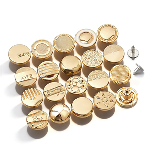 Golden Plating Jeans <b>Buttons</b> and Rivets Zamac Custom Brand Logo Pattern Jacket Metal gold <b>buttons</b> for clothing Jeans Denim - Product Image 1