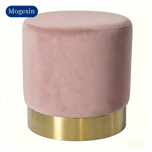Modern Velvet Upholstered Foot <b>Stool</b> with <b>Round</b> Ottoman for Living Room Balcony Hotel & Bedroom Use - Product Image 6