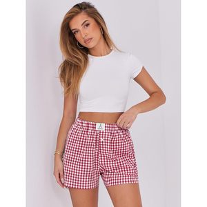 Anrabess Gingham <b>Shorts</b> Skirt <b>Women</b> 100% Cotton Oxford Breathable Plaid Summer Casual Lounge Wear - Product Image 6