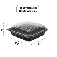 Boîtes repas jetables de 18, 40 et 59 oz, compatibles micro-ondes, pour préparation de repas, type bento, avec couvercle à charnière, pour plats à emporter
