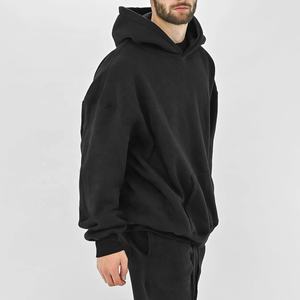 Sudadera con capucha de gran tamaño para hombre, ropa de calle, Top con capucha de cuello redondo, patrón sólido hecho de poliéster/algodón para la temporada de otoño - Product Image 6