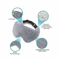 Masque de sommeil lesté en peluche douce avec perles de verre OEM 475g, masque de sommeil lesté 3D personnalisé avec logo