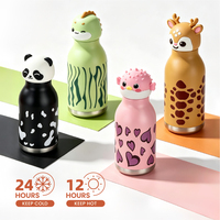 Bouteille d'eau isotherme en acier inoxydable avec logo et couleur personnalisés, motif personnalisé, couvercle en forme d'animal pour enfants
