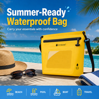 Tas Selempang Fashion Tahan Air IPX7 dengan Ritsleting Kedap Udara, Jendela Layar Sentuh untuk Ponsel, Tas Kering 20-36L untuk Pantai, Kolam Renang, dan Perjalanan