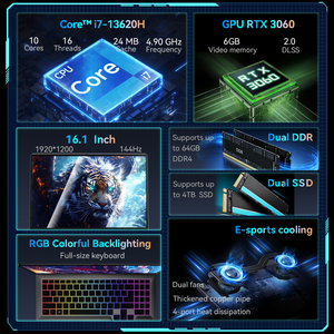 Laptop para Juegos Nueva con Core I7-13620H de 10 Núcleos, Pantalla 16:10, RTX 3060 GDDR6, 144Hz, SSD de 512GB/1TB, 11 Retroiluminación RGB, Teclado en Inglés, 32GB de Memoria - Product Image 5