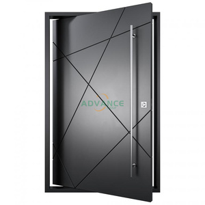<span class=keywords><strong>Porte</strong></span> d'entrée de luxe en aluminium haut de gamme avec quincaillerie en acier inoxydable sur mesure et bande lumineuse pour maison - Product Image 2