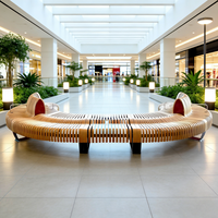 Banc modulaire avec accoudoirs, forme incurvée, matériaux durables pour les espaces publics intérieurs et extérieurs, bibliothèque