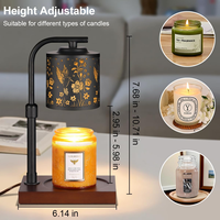 Lampe d'aromathérapie à intensité variable avec base en bois massif, réglable en hauteur, chauffe-bougie électrique et diffuseur de cire pour la décoration intérieure