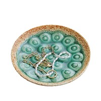 Assiette de présentation et de rangement pour bijoux en céramique motif grain de lotus, design nordique, compatible micro-ondes, pour décoration intérieure et coiffeuse