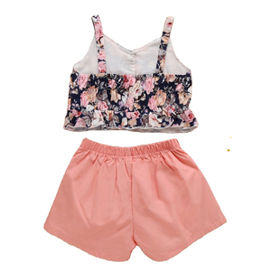 Summer Kids Flower Sleeveless Floral Fashion Shirts Short <b>Pant</b> Girls Boutique Clothing Sets - Product Image 1