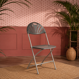 Chaise pliante légère en plastique avec dossier ventilé et structure en acier, design moderne pour l'extérieur, le jardin, la salle à manger et l'hôtellerie - Product Image 1