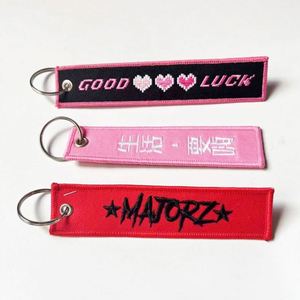 China Factory <b>Custom</b> Flight Embroidery Keychain Woven Key <b>Tag</b> With Your Own Logo - Product Image 6