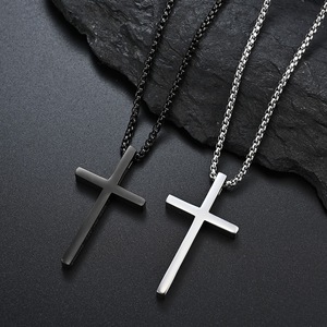 Nuevo Collar con Cruz y Versículo Bíblico <span class=keywords><strong>de</strong></span> Acero Inoxidable, Estilo Europeo Americano, Moderno, Grabado Personalizado, Colgante <span class=keywords><strong>de</strong></span> Moda - Product Image 1