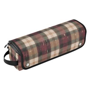 Classic Tartan Checkered Cosmetic Bag with Zipper Closure and Soft Handle Medium Capacity Makeup Pouch Portable Design - Product Image 1
