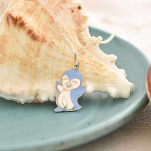 Lindo estilo 925 Plata rodio chapado en oro esmalte colgante collar Topacio bisel ajuste perfecto regalo para cumpleaños de los niños fino - Product Image 2