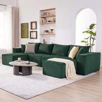 Canapé d'angle modulable vert en forme de U, grand format, à compression magique, sans structure, effet nuage, convertible en lit, pour salon