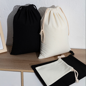Eco Friendly Blank <b>Mini</b> <b>Black</b> Beige Canvas Cotton Drawstring <b>Bag</b> Custom Logo Cotton Dust <b>Bag</b> Gift Linen Drawstring Pouch - Product Image 3