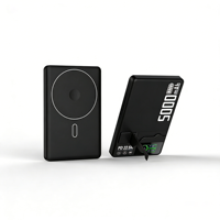 Batterie externe magnétique sans fil à charge rapide 20W PD, chargeur portable en alliage d'aluminium avec support de téléphone intégré