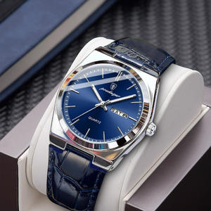 ساعة يد كوارتز فاخرة للرجال من POEDAGAR 930 بحزام من الجلد والفولاذ المقاوم للصدأ مع تقويم - Product Image 2