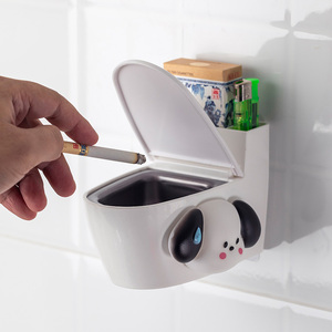 Toilet <b>Ashtray</b> With Lid Stainless Steel Wall Mounted Smoke Holder For Home Office Use - Product Image 1