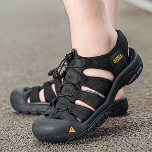 In Ready Stock Fast Delivery Breathable Mesh Cow <strong>Leather</strong> Upper Large Size Anti Slip Sole <strong>Men</strong> Toe Protect <strong>Leather</strong> Beach <strong>Sandals</strong> - Product Image 5