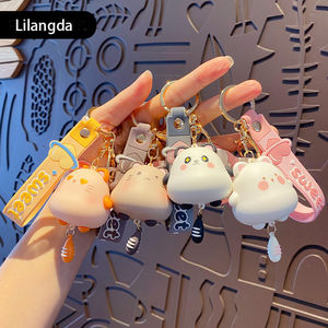 2025 mignon chat hommes et femmes tendance voiture Panda porte-clés délicat Couple sac pendentif Sublimation caoutchouc porte-clés - Product Image 3