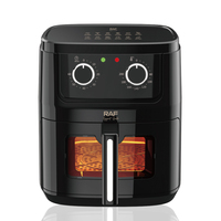 Freidora de Aire RAF R.5377 de 1600W con Ventana de Visualización de 6.5L de Capacidad Real, Temporizador de 80 a 200°C y 0 a 60 Minutos para Asar, Hornear y Freír, Uso Diario
