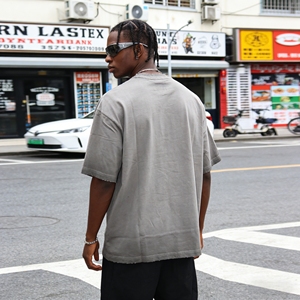 T-shirts décontractés personnalisés pour hommes à manches courtes 100 % coton 220g respirants écologiques unis brodés tricotés confortables - Product Image 4