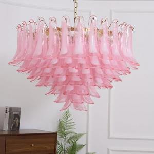 Lámpara de Araña Moderna y Glamurosa de Cristal Largo para Sala de Estar, Iluminación LED Rosa Hecha a Mano de Lujo - Product Image 3