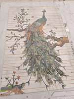Inlay en marbre motif paon pour revêtement de sol domestique, motif coloré pour éclairage rétroéclairé sur mur de salon