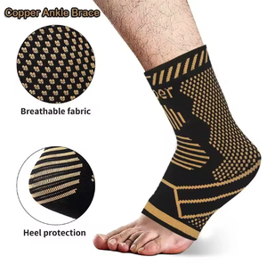 Attelle de cheville de sport en cuivre pour hommes et femmes, manchon de compression de cheville en <span class=keywords><strong>nylon</strong></span> tricoté pour fasciite plantaire - Product Image 5