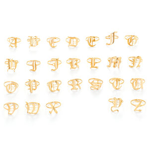 उच्च गुणवत्ता वाले कस्टम प्रारंभिक पत्र A-Z रिंग 18k सोने की प्लेटेड स्टेनलेस स्टील पुरानी अंग्रेजी वर्णमाला - Product Image 1