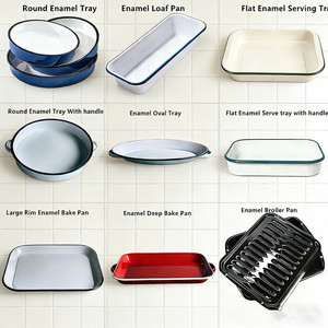 Bandeja Rectangular para Hornear Pan y Tartas, de Esmalte, con Logotipo Personalizado, para Cocina de Restaurante, Apta para Horno, de 28 cm, 30 cm, 34 cm, Blanca y Azul - Product Image 5