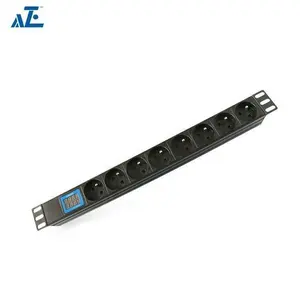 AZE 1U Rack Mount 8 way French Network Cabinet Data Center Power Distribution Pdu avec compteur de tension de courant