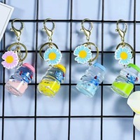 Vente en gros OEM Porte-clés en acrylique liquide Dessin animé mignon en forme de dauphin Logo personnalisé rempli d'huile Fashion Trend Flexible