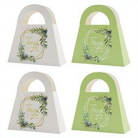 Boîtes en carton pour cadeaux de mariage, forme sac à main blanc et vert, recyclables, pliables, pour bonbons et friandises de mariage
