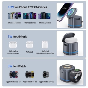 Estación de carga inalámbrica 3 en 1 exclusiva para dispositivos Apple iPhone, iwatch y <span class=keywords><strong>airpods</strong></span> <span class=keywords><strong>cargador</strong></span> inalámbrico rápido cubo de 15W - Product Image 4
