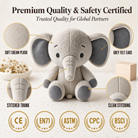 Peluche personnalisée en forme d'éléphant, mascotte en peluche, poupée en peluche OEM ODM, animal en peluche de marque, coton PP, peluches mignonnes brodées