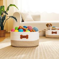 Panier de rangement en corde de coton pour jouets de chiens et chats, organisateur d'accessoires de lit pour animaux de compagnie avec poignées, pour toutes les tailles de chiots à grands chiens