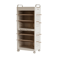 Étagère de rangement pour livres pliable en plastique PP multi-niveaux mobile, pratique, chariot latéral de table pour étudiants, étagère de rangement pour la vie quotidienne