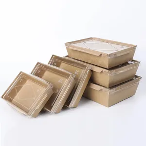 Take Out Food Lunch Boxes Fruit Pastries Catering Box With Window Kraft Paper Rectangle Brown Wedding Candy Box Paper Board