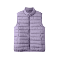 Gilet matelassé léger sans manches pour femme, col montant, fermeture éclair frontale, tendance, vente en gros OEM