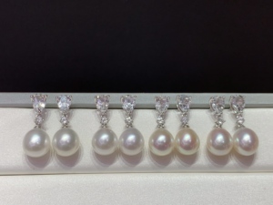 Elegant S925 Sterling <b>Silver</b> <b>Stud</b> <b>Earrings</b> Embedded With Smooth Natural Freshwater Pearl And Clear White Topaz Customizable Fine - Product Image 2