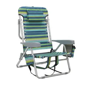 Tempat tidur lipat desain baru, kursi pantai kuat lampu santai dapat dilipat Aluminium luar ruangan